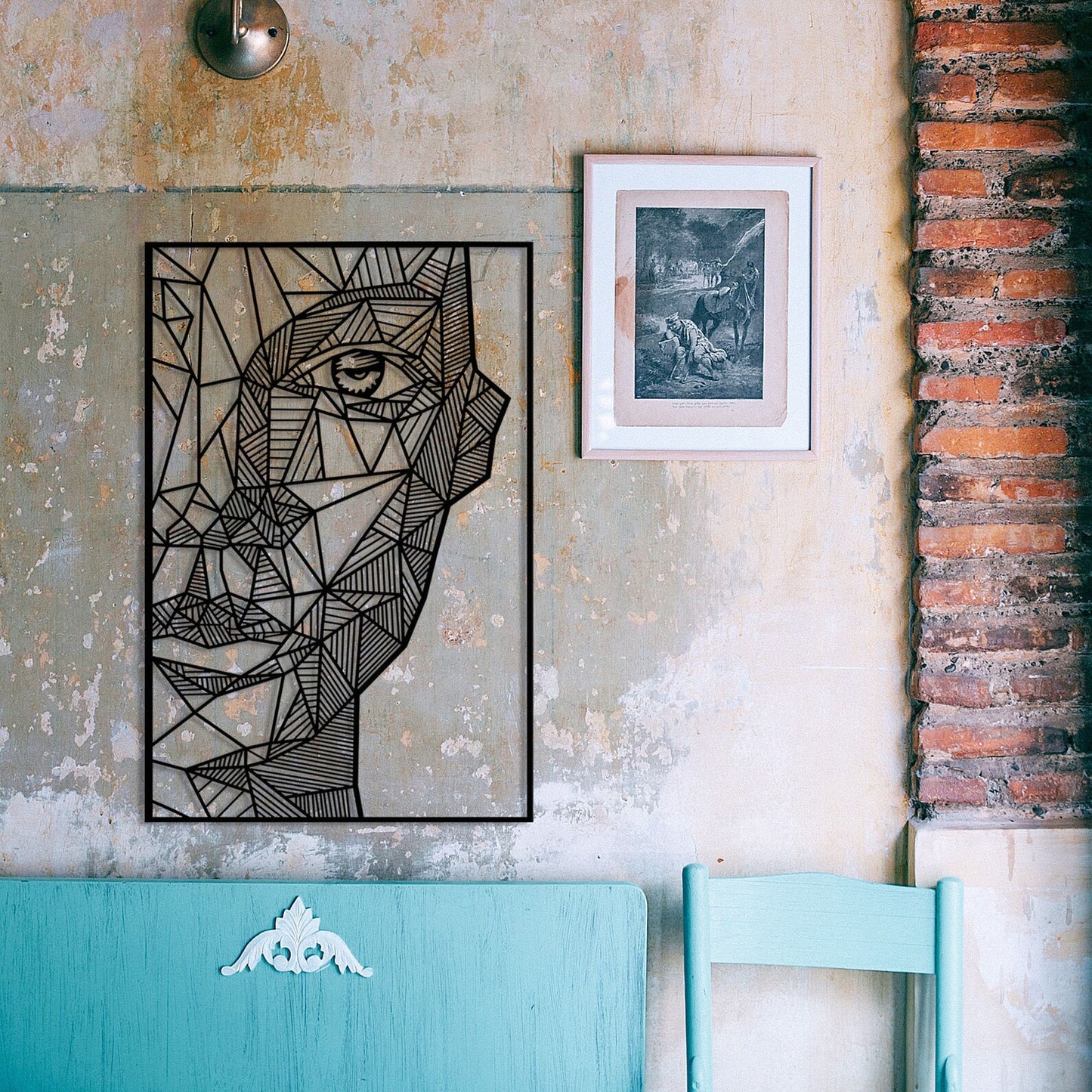 Abstract Modern Face Metal Wall Art Frame