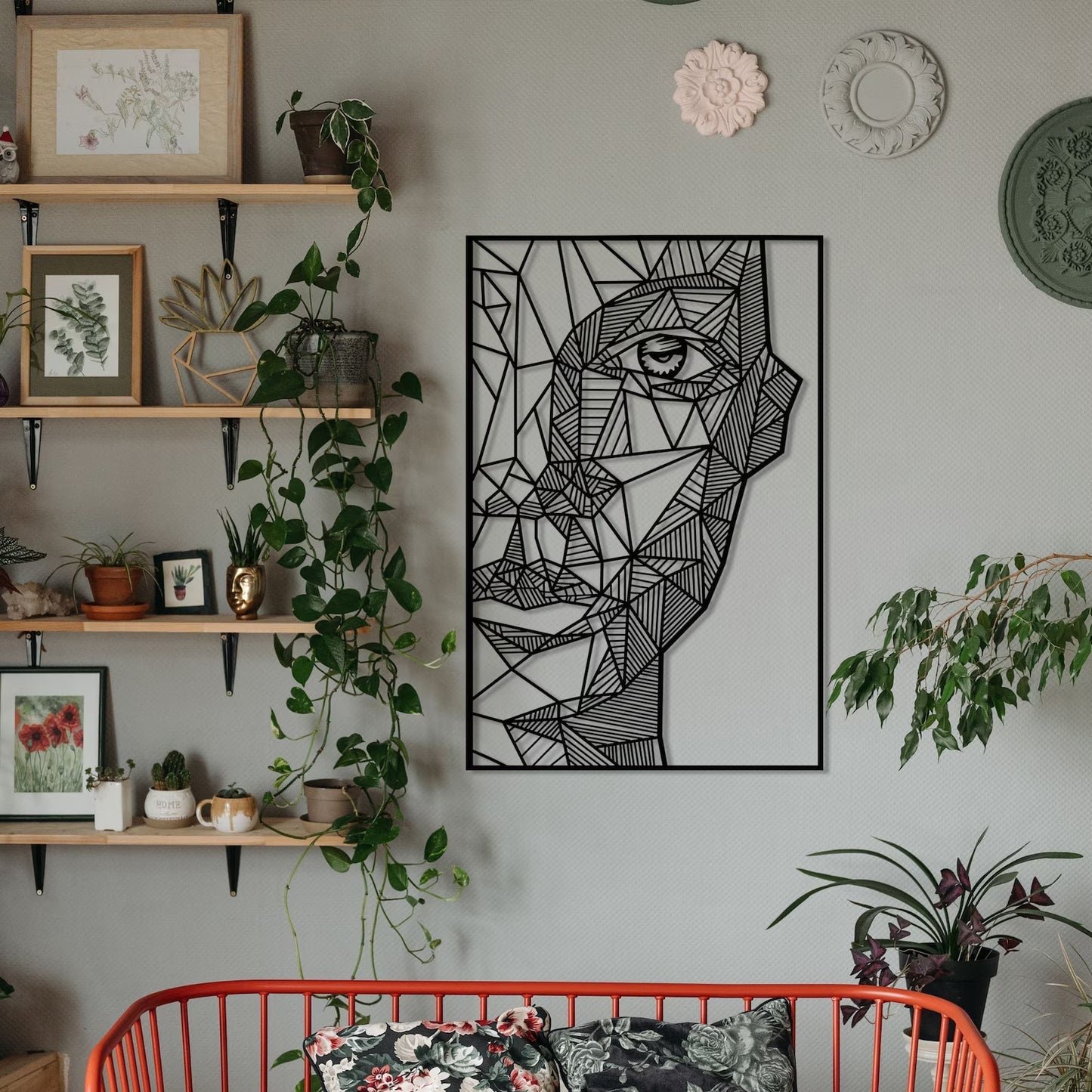 Abstract Modern Face Metal Wall Art Frame