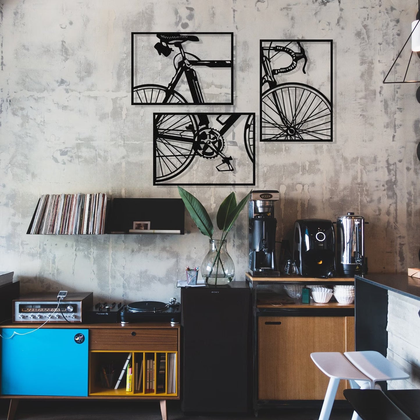 3 Pcs SET of Bicycle Metal Wall Art Frame