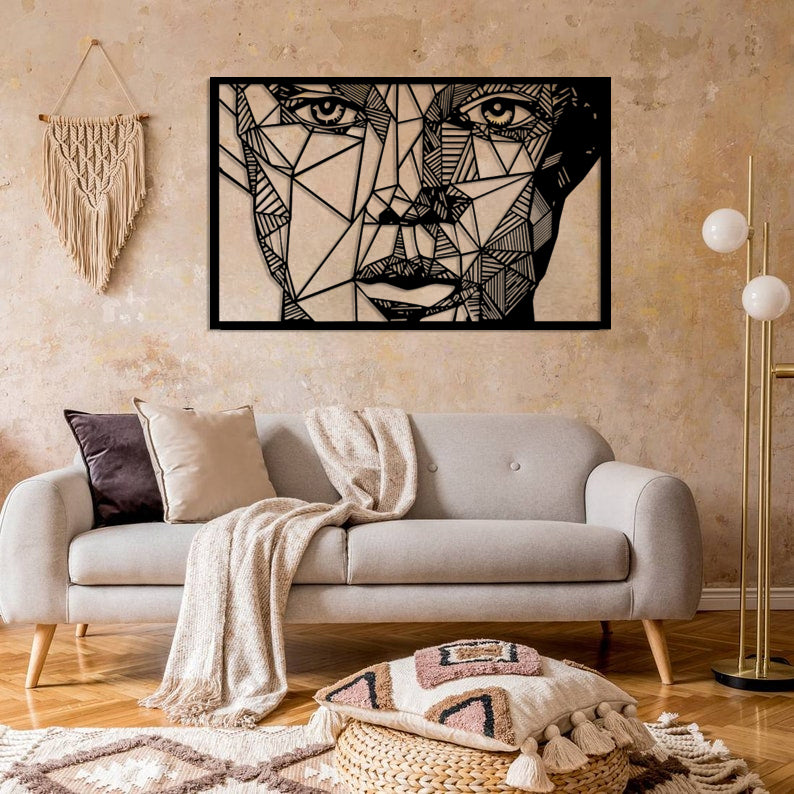 Woman Face Metal Wall Art Frame