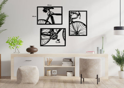 3 Pcs SET of Bicycle Metal Wall Art Frame