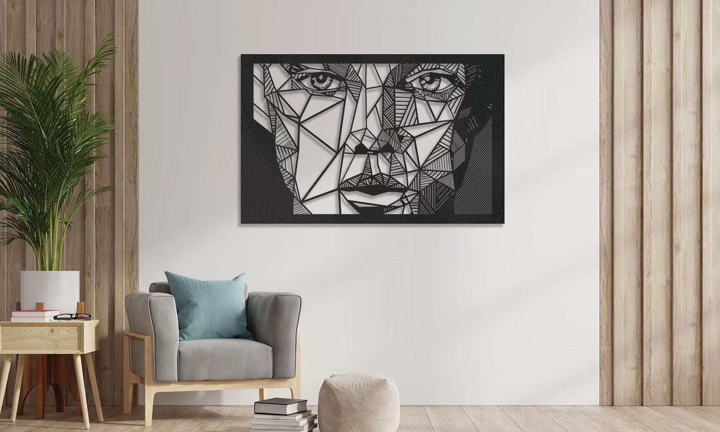 Woman Face Metal Wall Art Frame