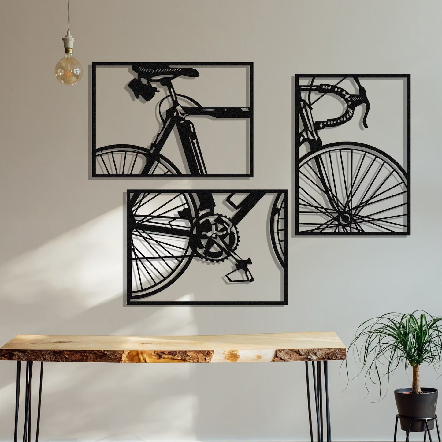 3 Pcs SET of Bicycle Metal Wall Art Frame