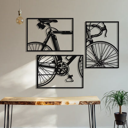 3 Pcs SET of Bicycle Metal Wall Art Frame