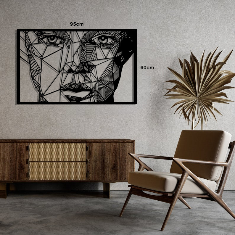 Woman Face Metal Wall Art Frame